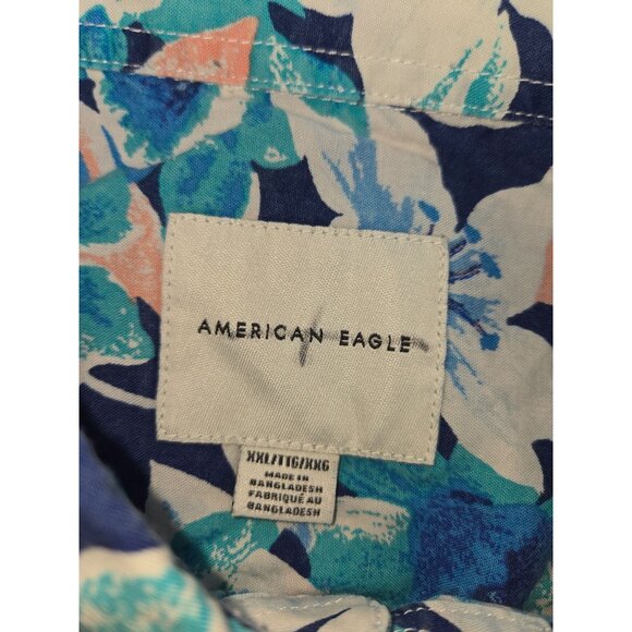 American Eagle Mens XXL Short Sleeve Floral Button-Up Shirt - Picture 5 of 8